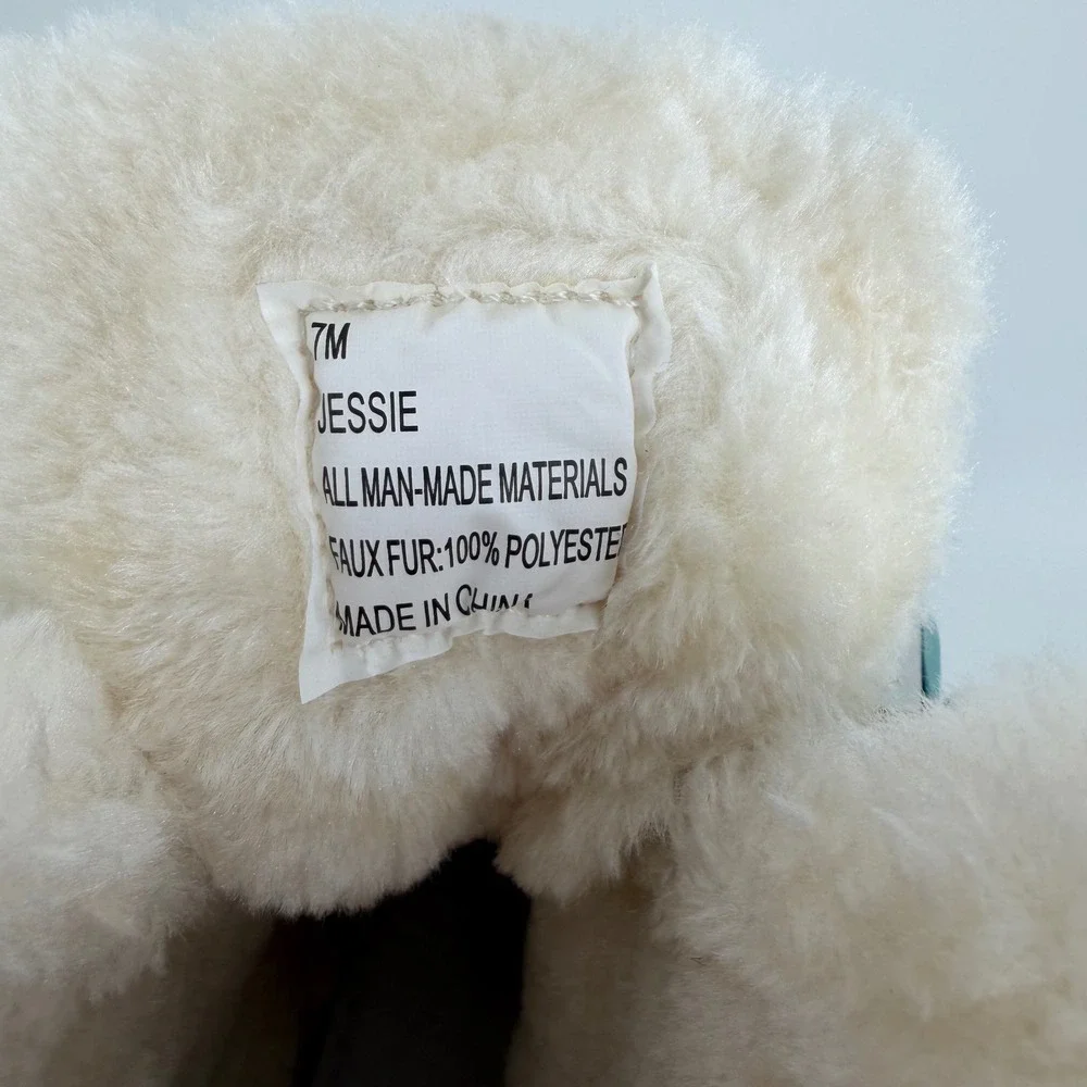 Totes Waterproof Insulated Winter Sno Boot Women Size 7 Cream Tan Faux Fur Lined